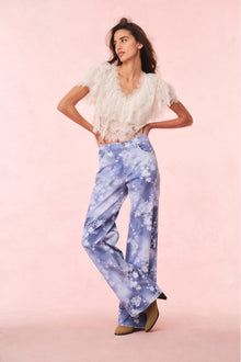 Dessa Floral Wide Leg Jeans | Bluebell Cloud