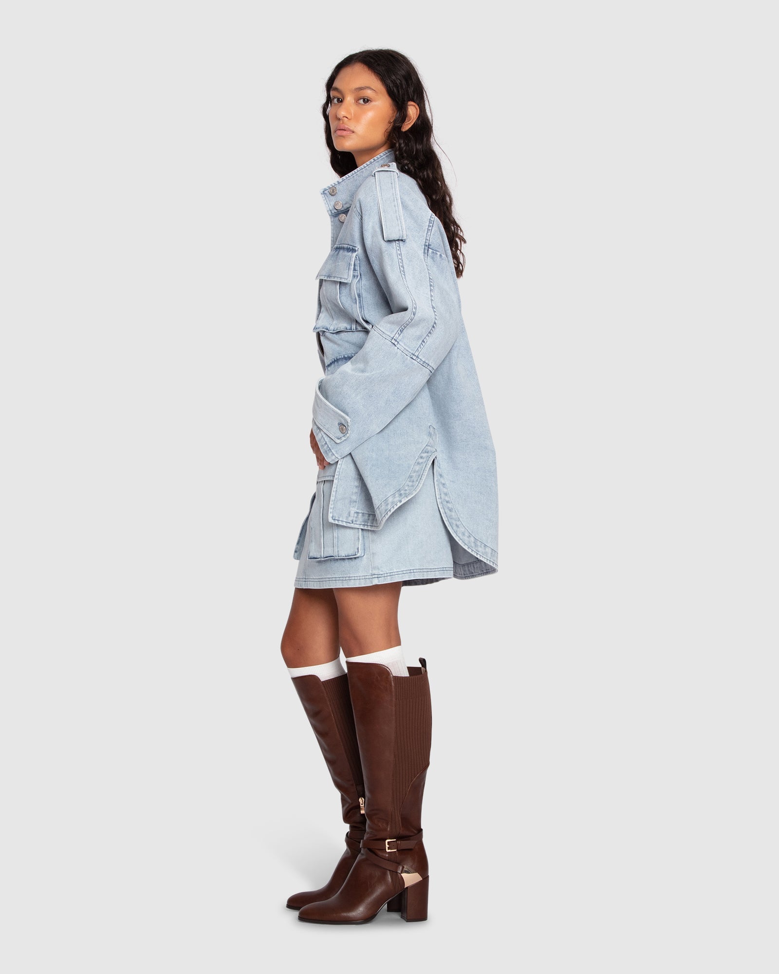Women | Distant Love Overshirt | Stonewash