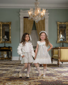 Girl | Iris Tweed Dress | White x Blue