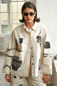 Britton Canvas Jacket | White & Black