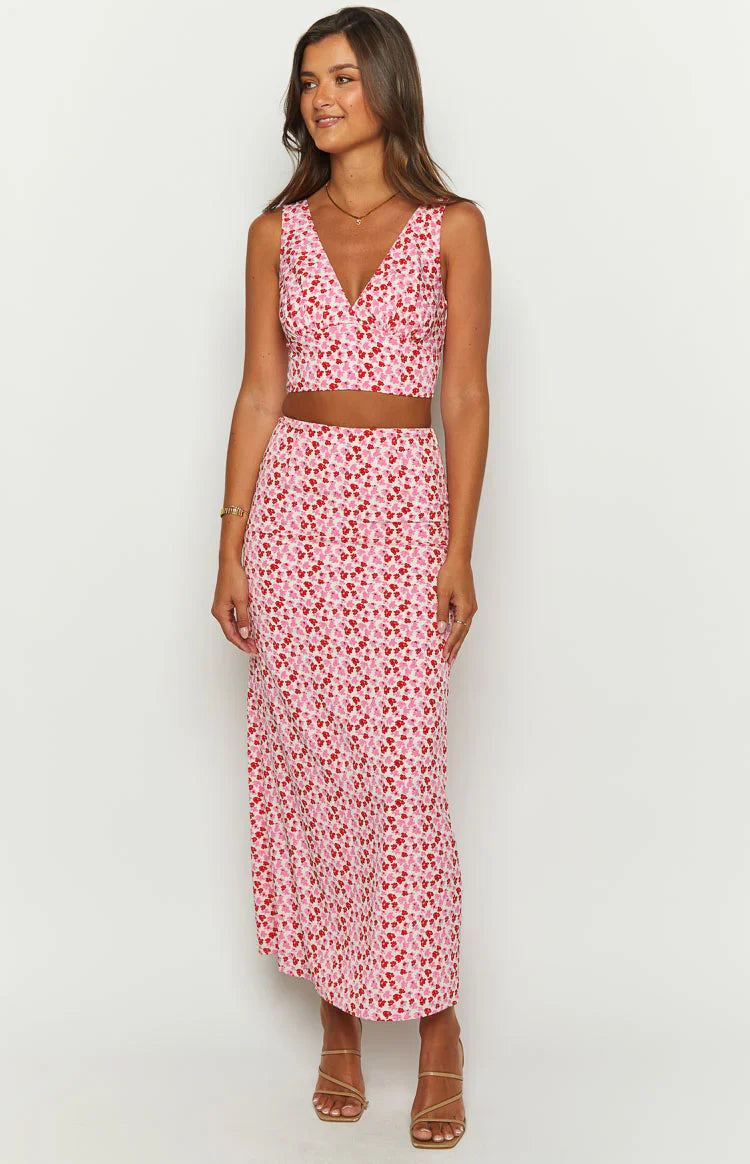 Dahlia Speckled Crop Top | Pink And Red