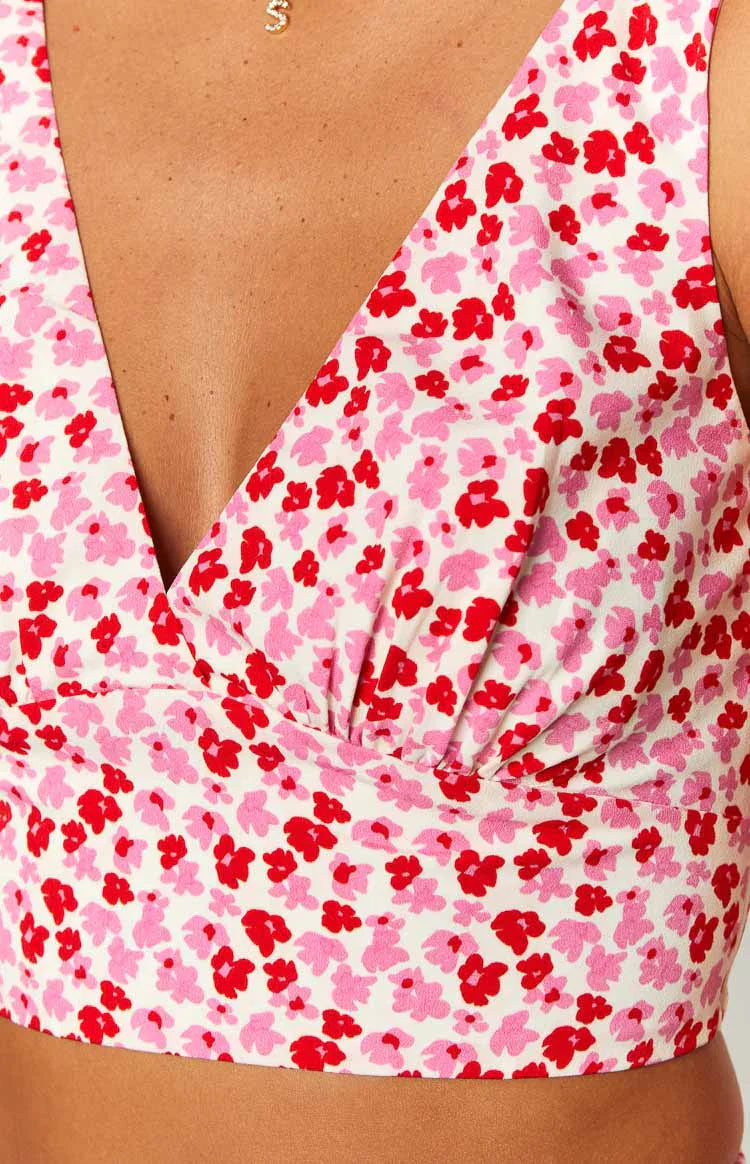 Dahlia Speckled Crop Top | Pink And Red