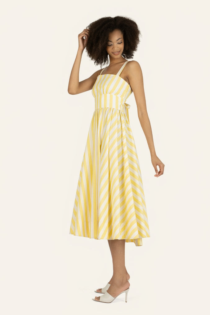 Daisey Dress | Buttercup and White Stripe