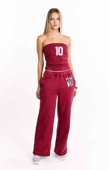 Dania Leopard Star Track Pants | Burgundy