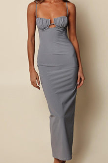 Light Petal Long Slip Dress | Dark Denim