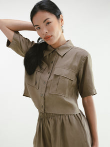 Playful Short Sleeve Top | Olive