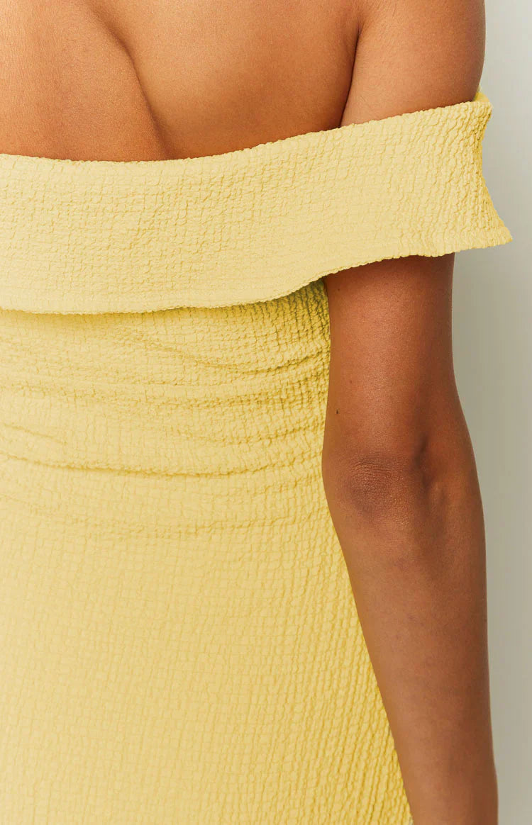 Daydreaming Off Shoulder Mini Dress | Yellow