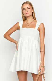 Dekoda Cap Sleeve Mini Dress | White