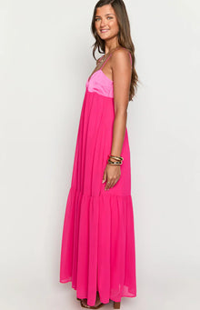 Dekota Contrast Maxi Dress | Hot Pink