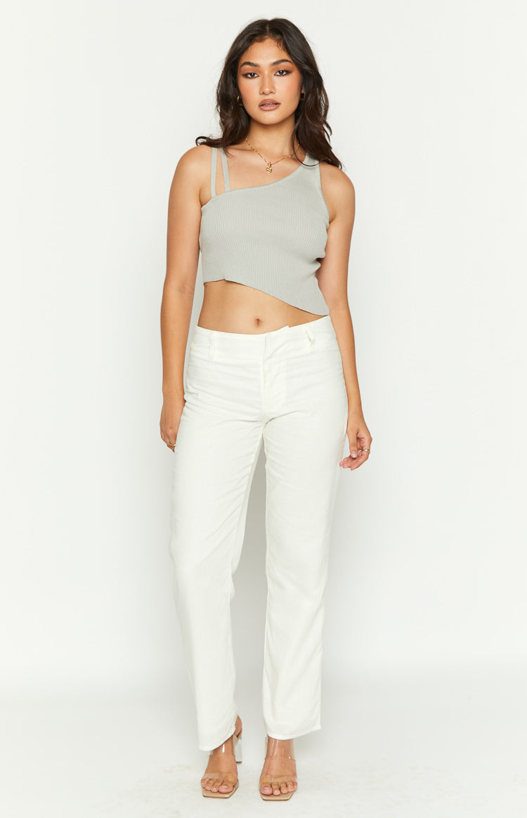 Delaney Linen Blend Pants | White