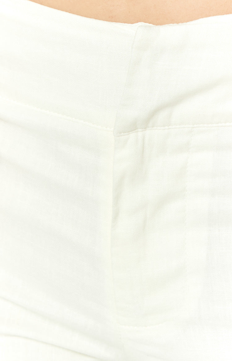 Delaney Linen Blend Pants | White