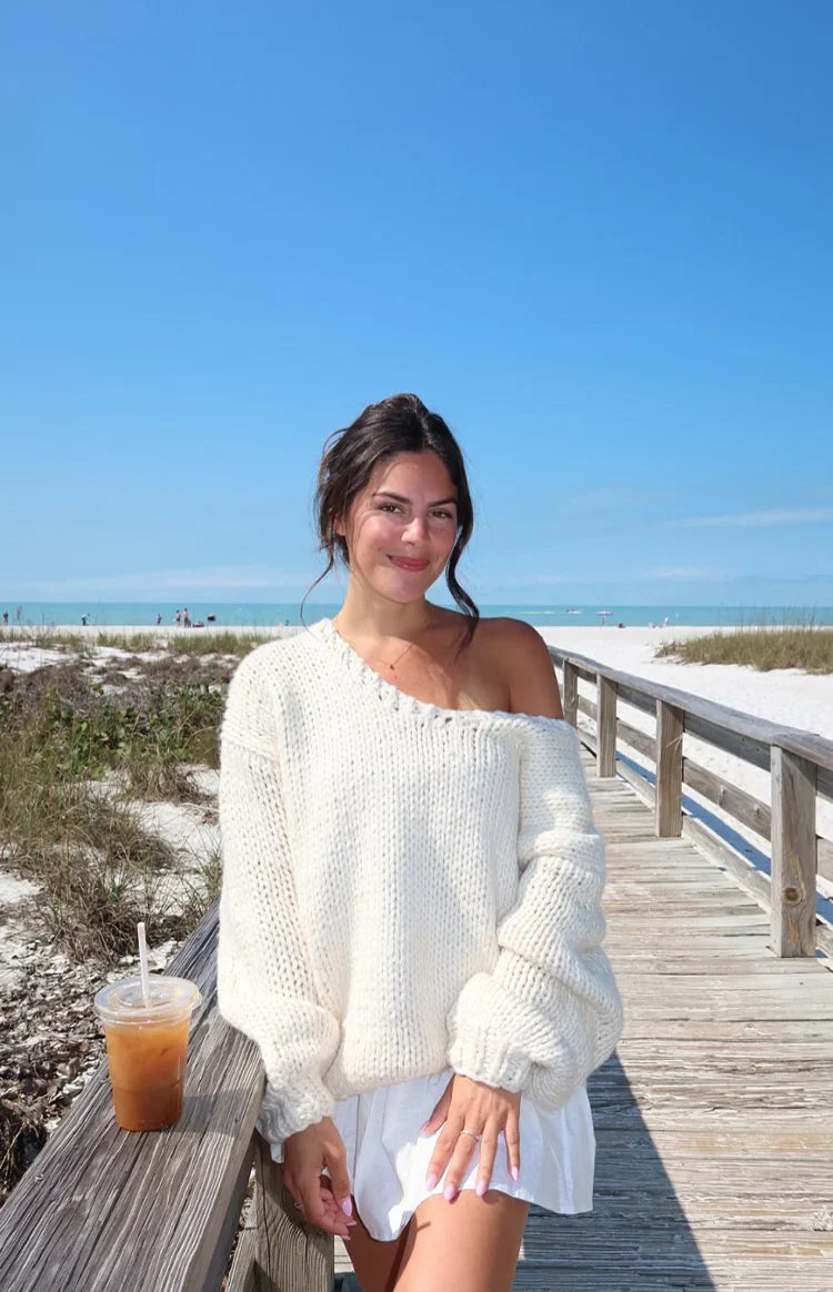 Delvey Chunky Knit Sweater | Cream