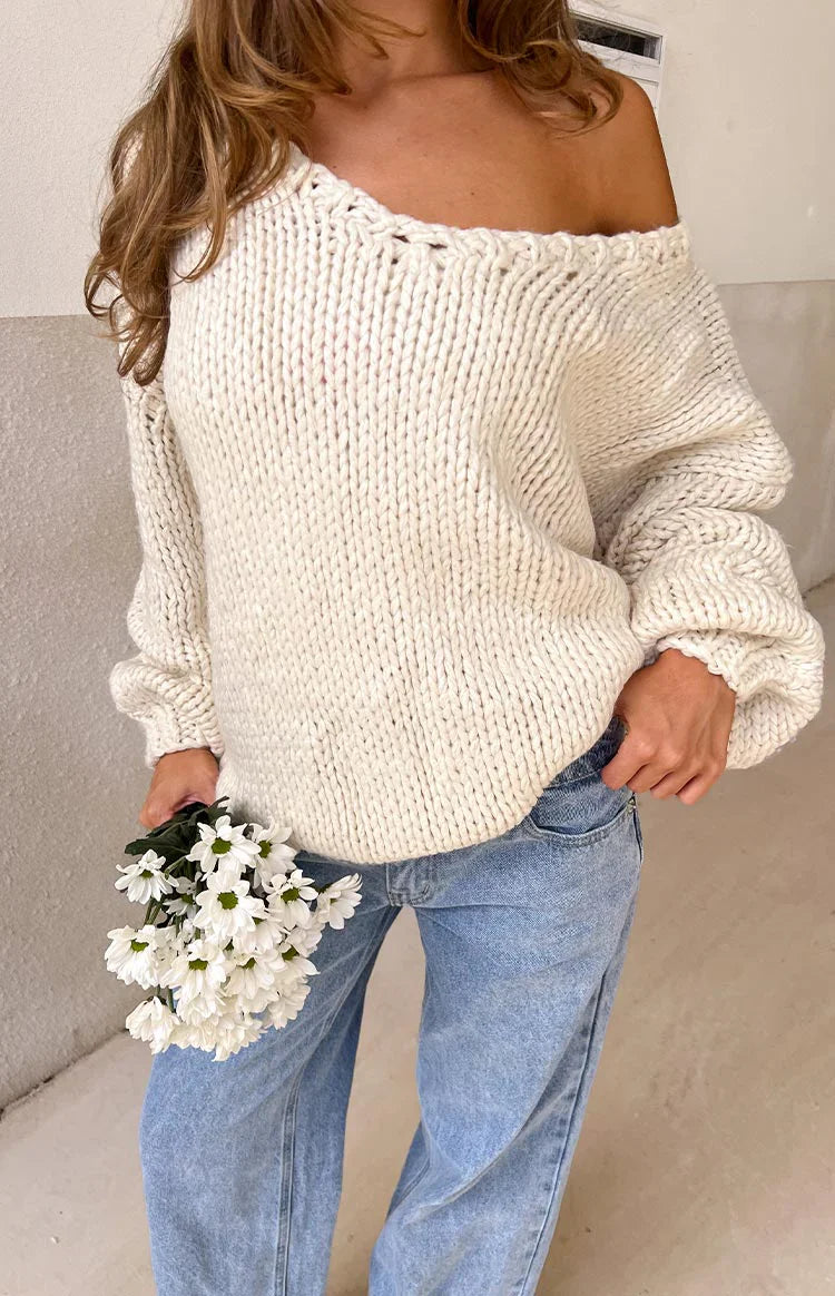 Delvey Chunky Knit Sweater | Cream