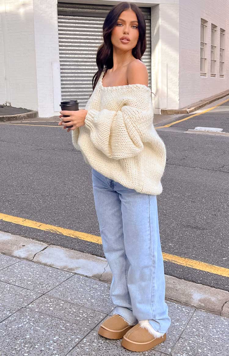 Delvey Chunky Knit Sweater | Cream