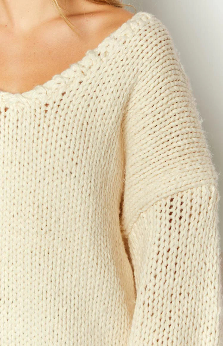 Delvey Chunky Knit Sweater | Cream