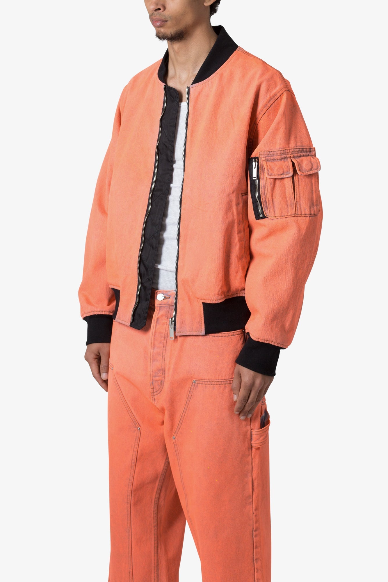 Denim Bomber Jacket | Orange
