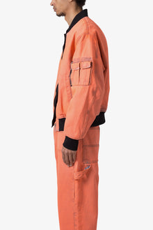 Denim Bomber Jacket | Orange