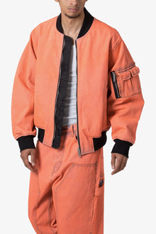 Denim Bomber Jacket | Orange