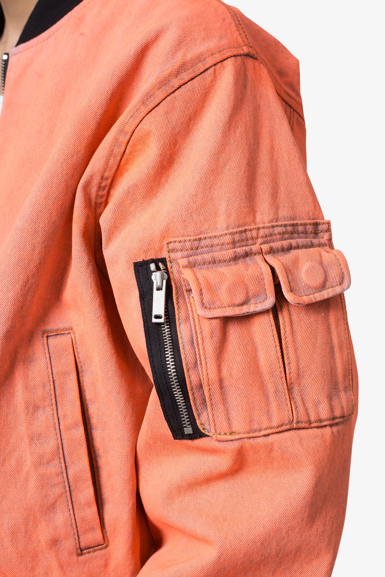 Denim Bomber Jacket | Orange