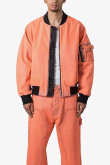Denim Bomber Jacket | Orange