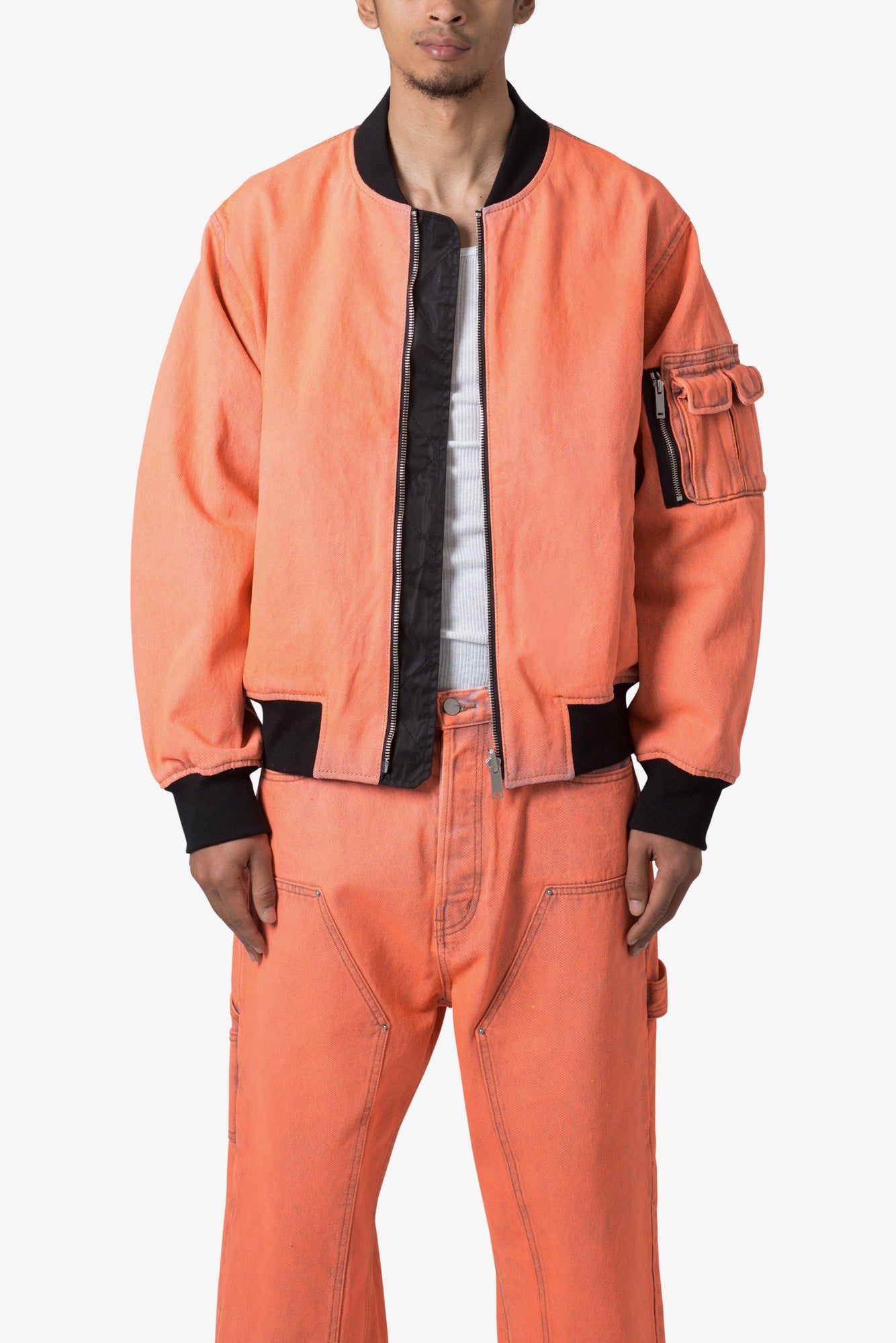 Denim Bomber Jacket | Orange