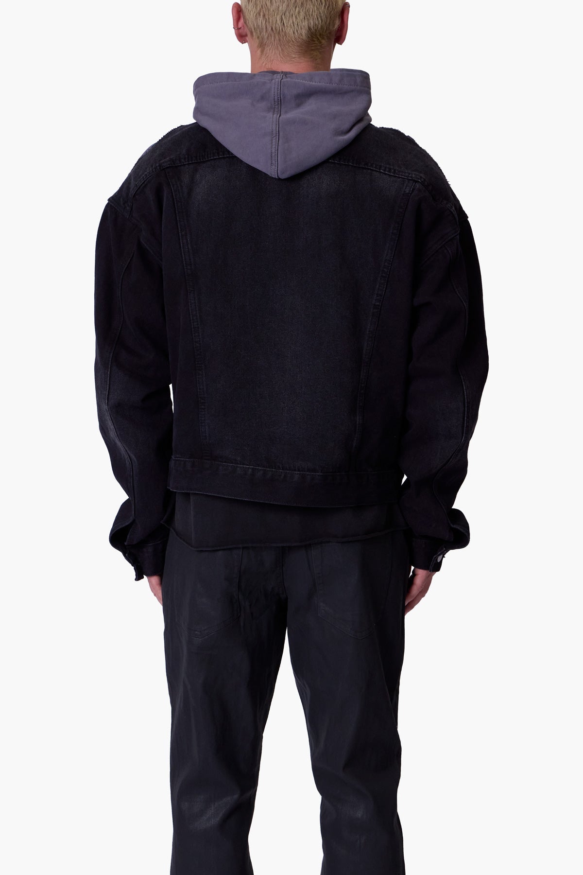 Denim Dissolved Trucker Jacket | Black x Grey