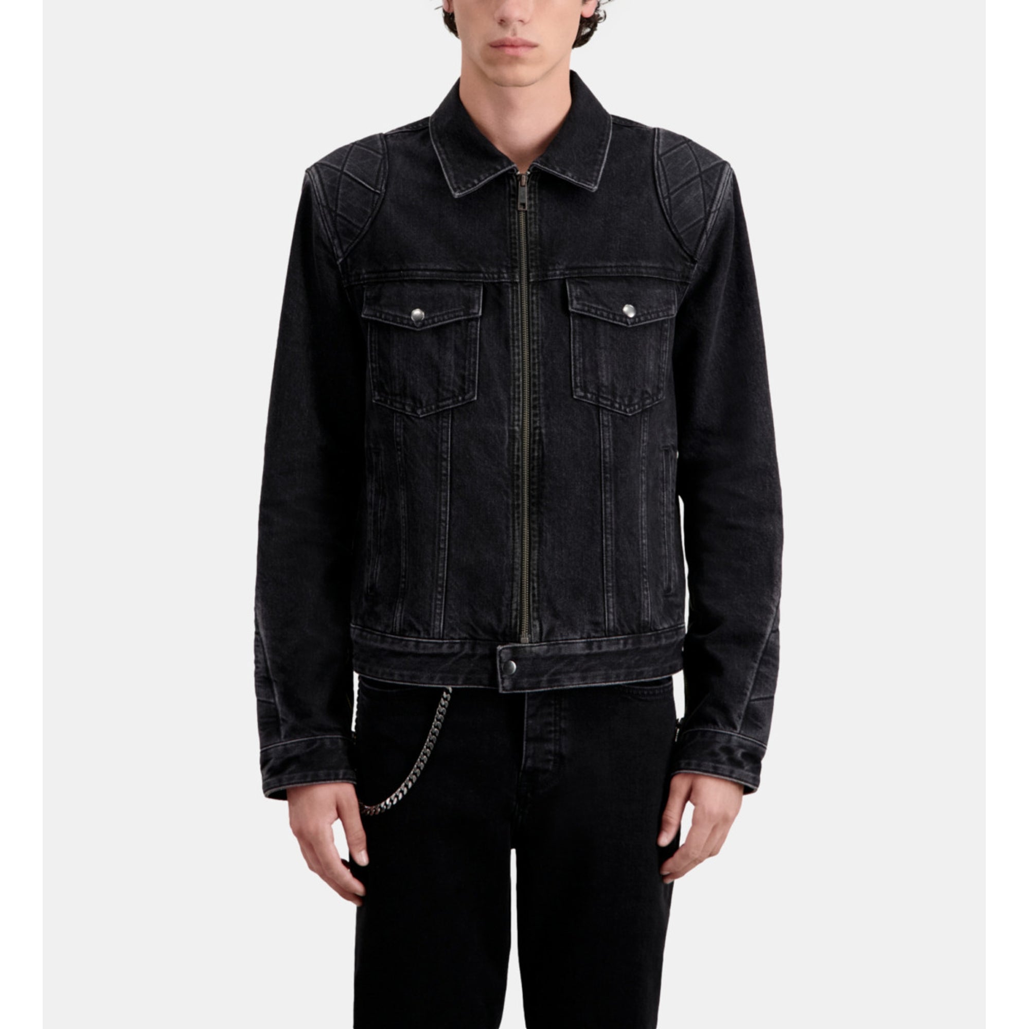 Denim Biker Jacket | Men | Black Washed