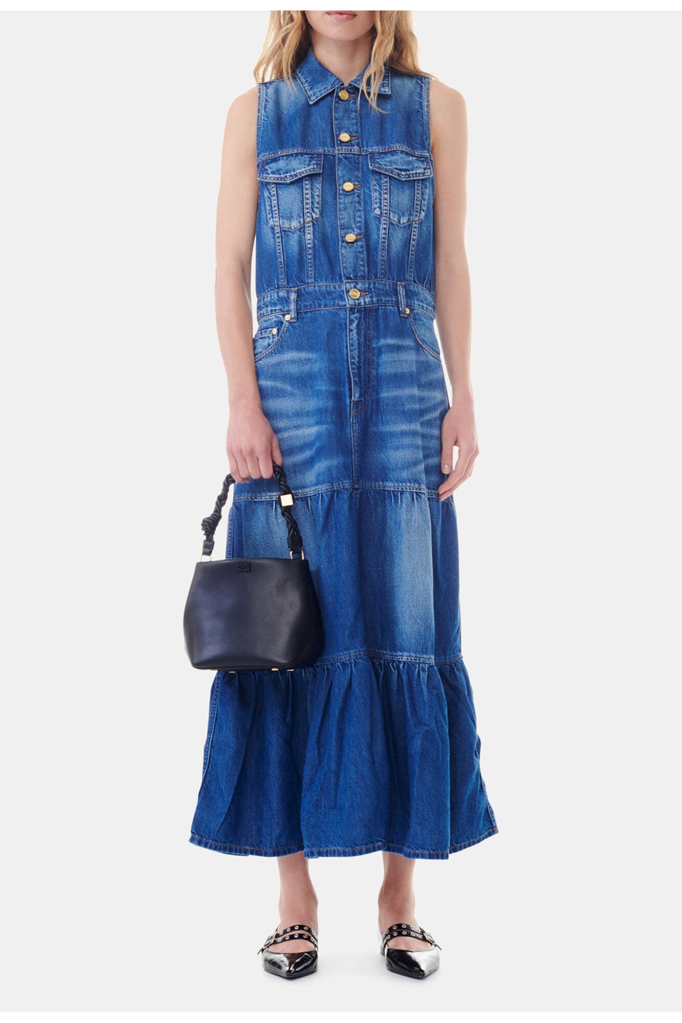 Denim Long Dress | Mid Blue Vintage