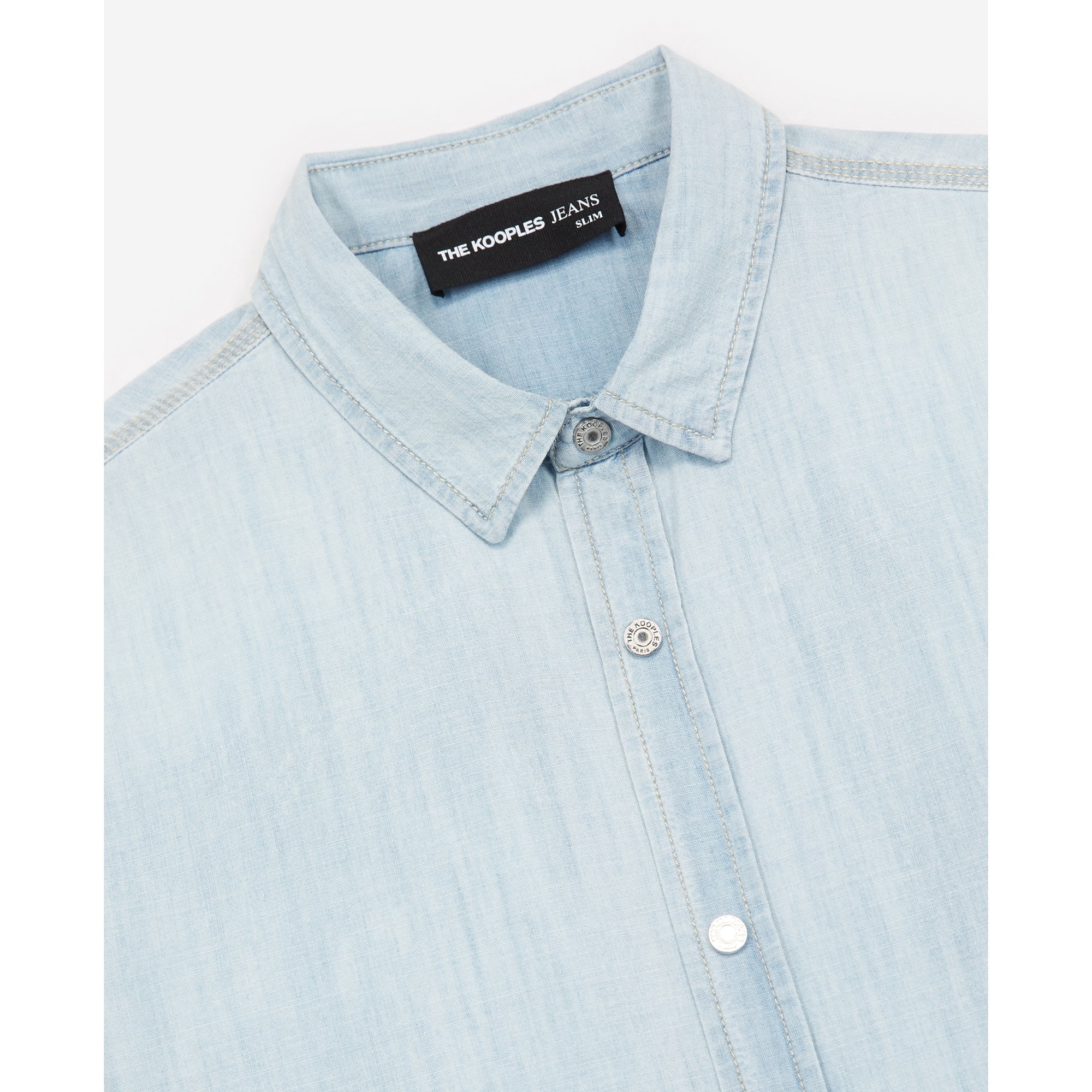 Denim Shirt With Press Studs | Men | Light Blue