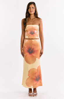 Denzel Floral Sequin Maxi Skirt | Yellow