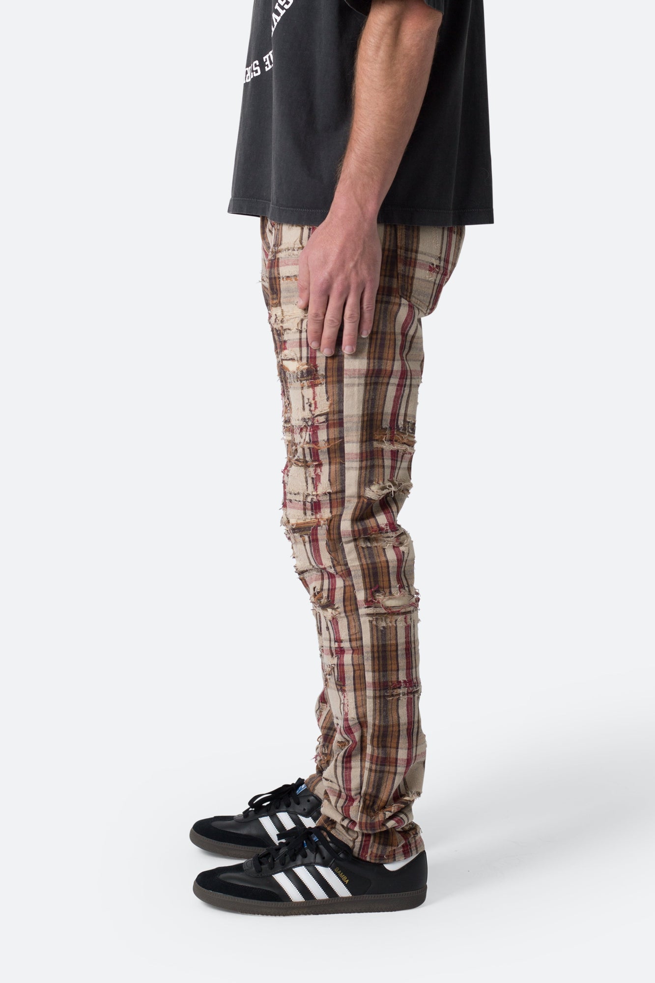 Distressed Plaid Pants | Multi