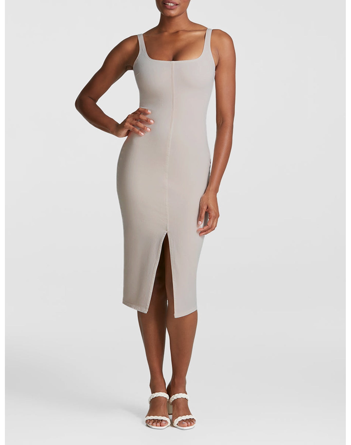 Do It All Denim Midi Tank Dress | Porcelain