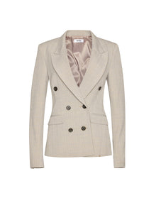 Double Breasted Blazer | Lt Grey Plaid