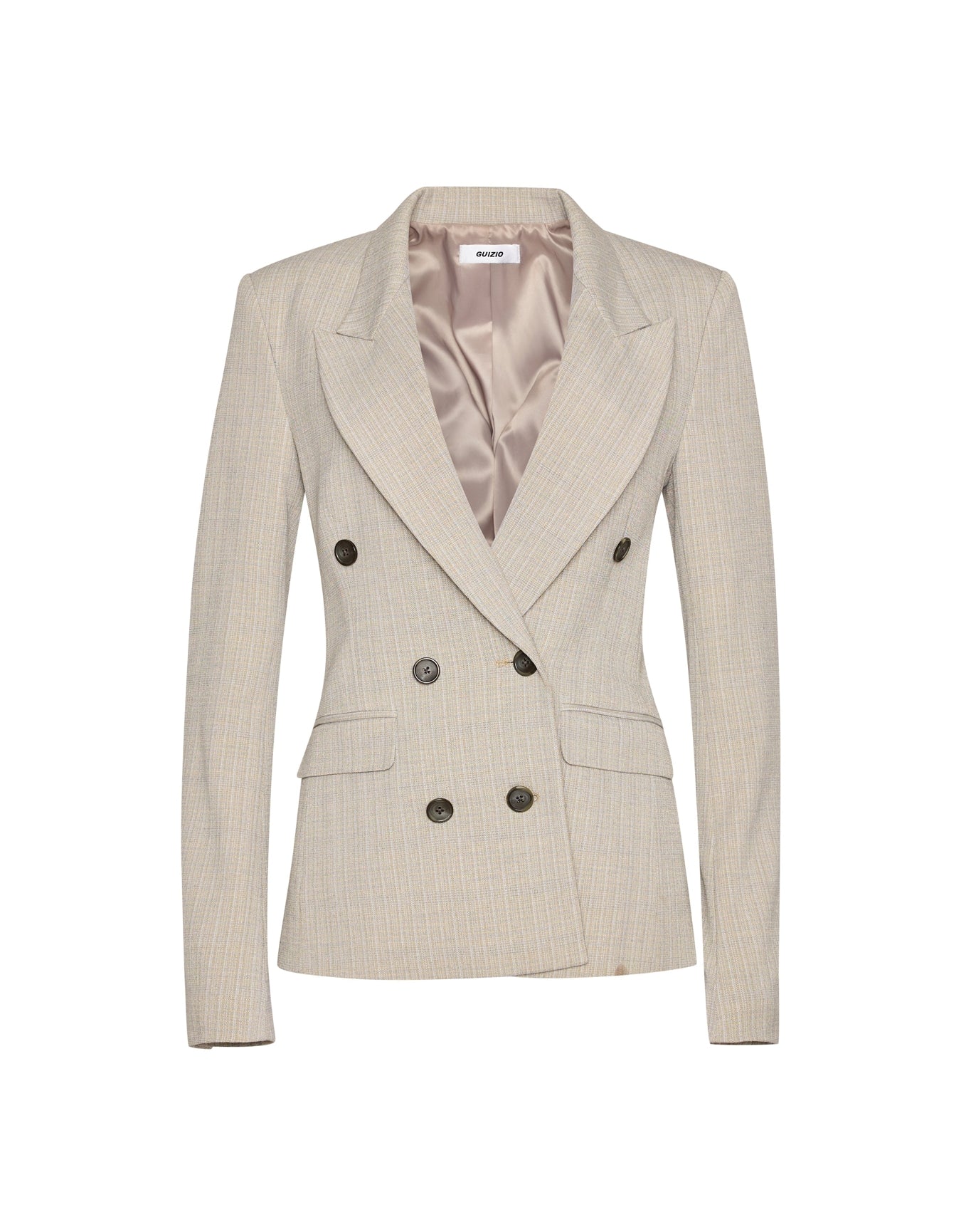 Double Breasted Blazer | Lt Grey Plaid