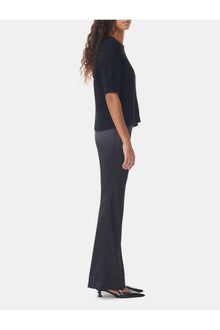 Double Satin Flared Trousers | Black