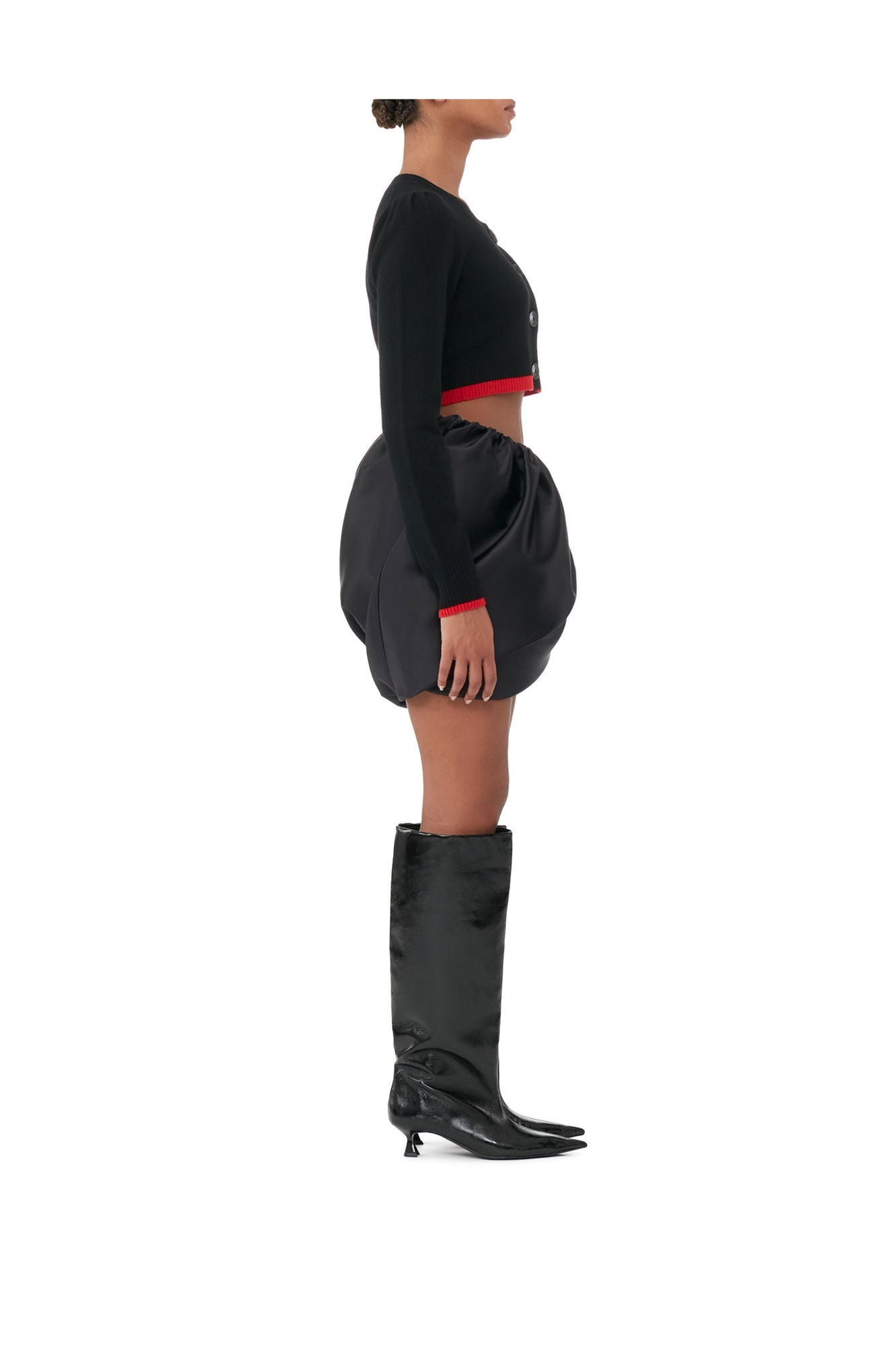 Double Satin Mini Skirt | Black