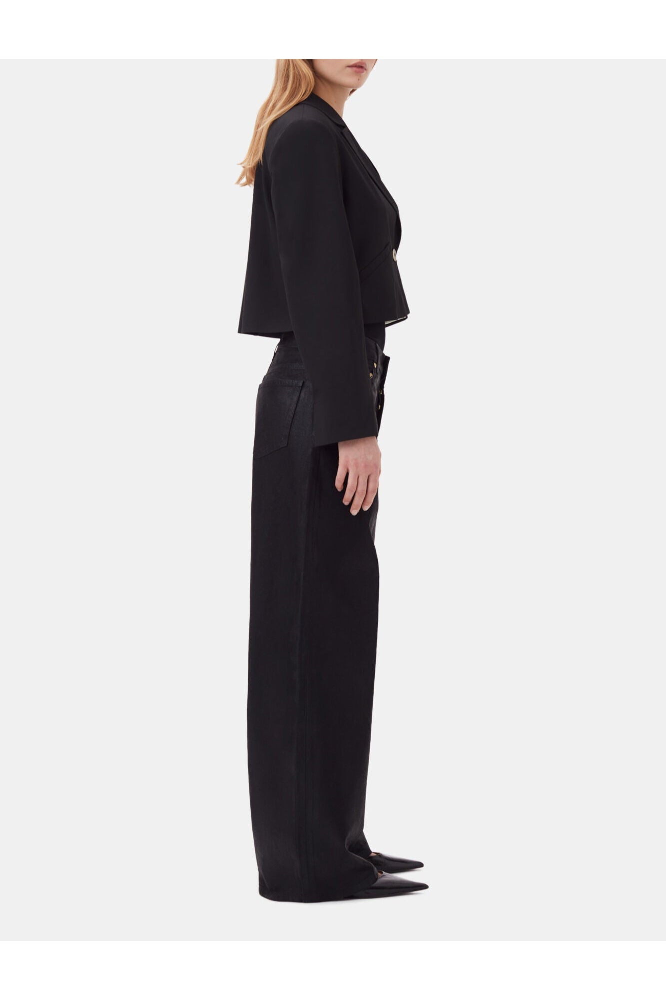 Drapey Melange Short Blazer | Black