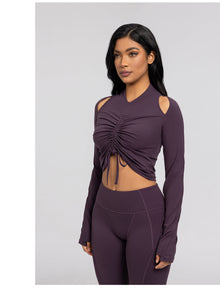 Drawstring Crop Top | Midnight Plum