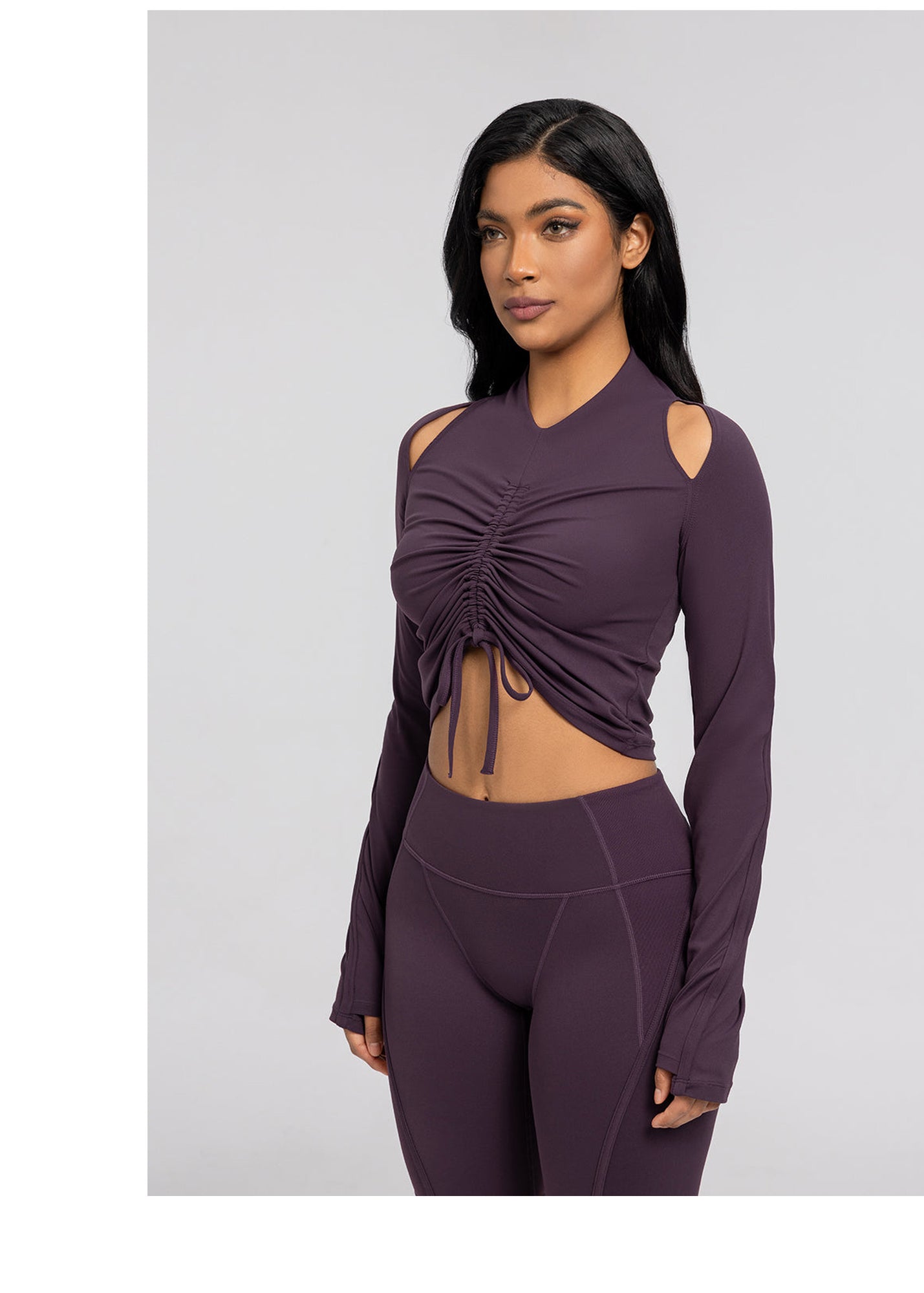 Drawstring Crop Top | Midnight Plum