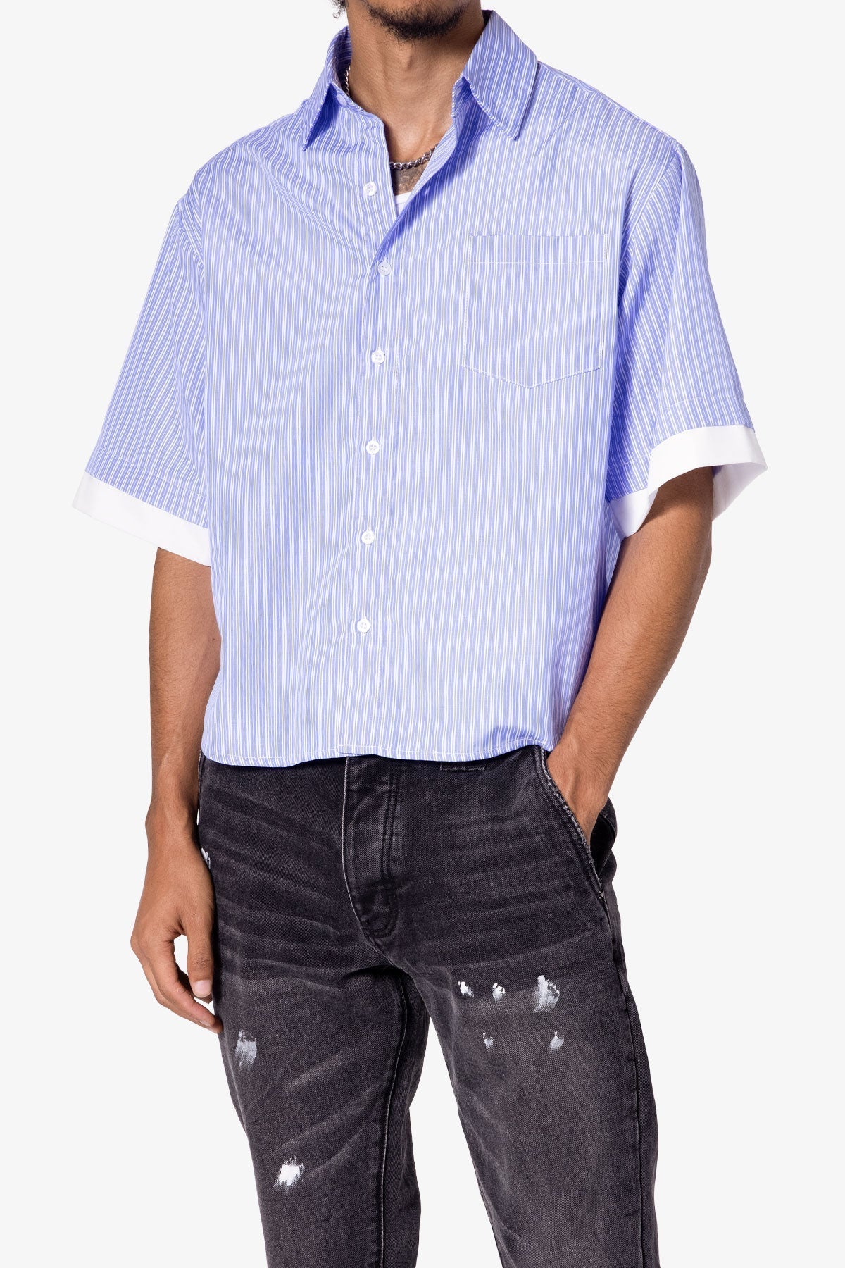 Dual Layered Striped Shirt | Blue
