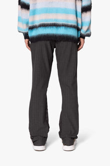 Dual Tone Flare Pinstripe Trouser Pants | Black