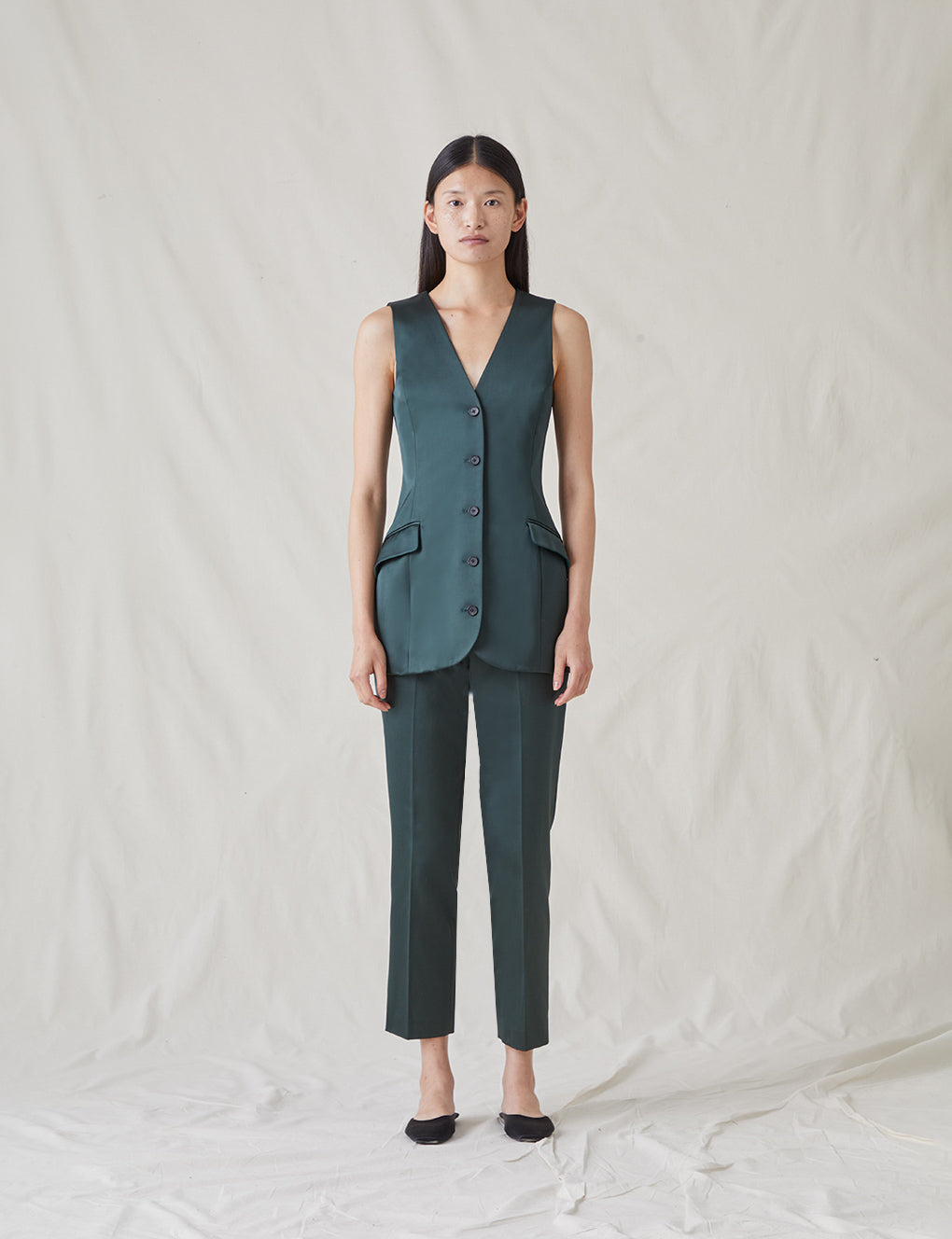 Womens | The Duchess Satin Vest | Emerald