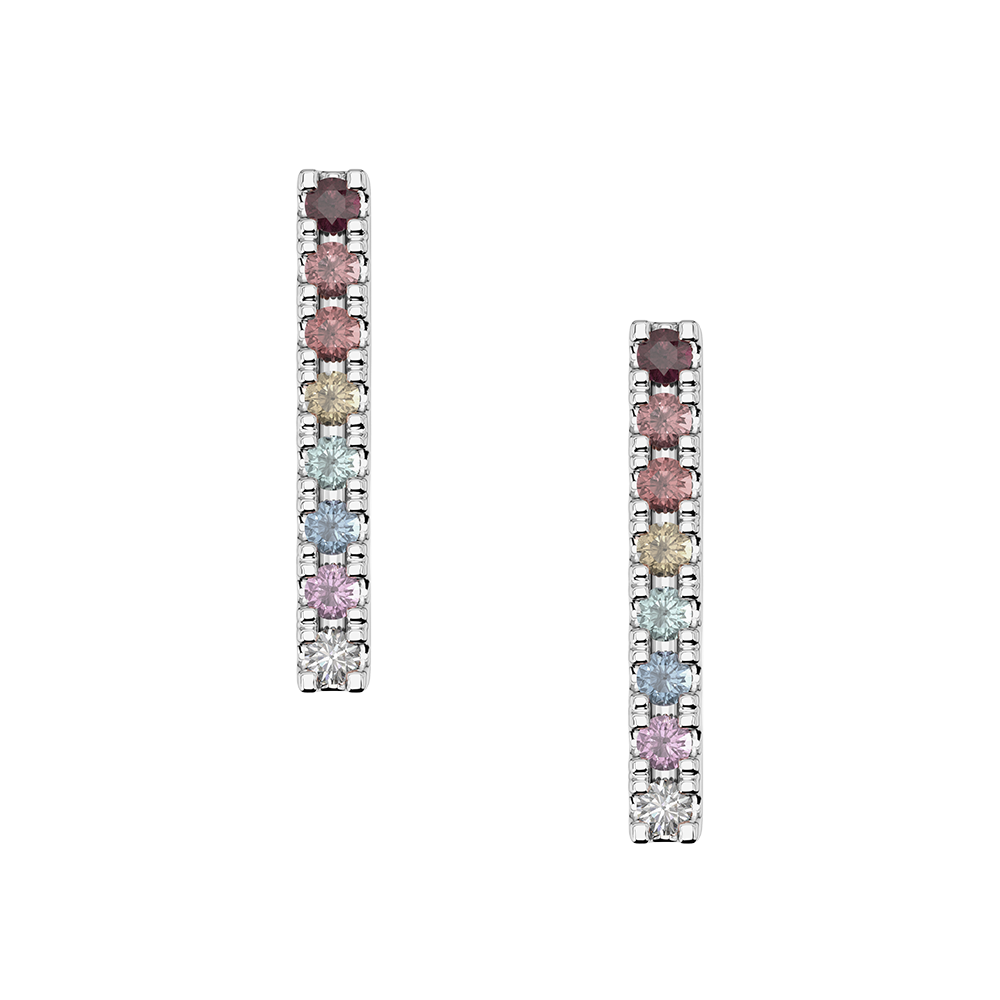 Women | Gradient Rainbow Bar Stud | 14k White Gold