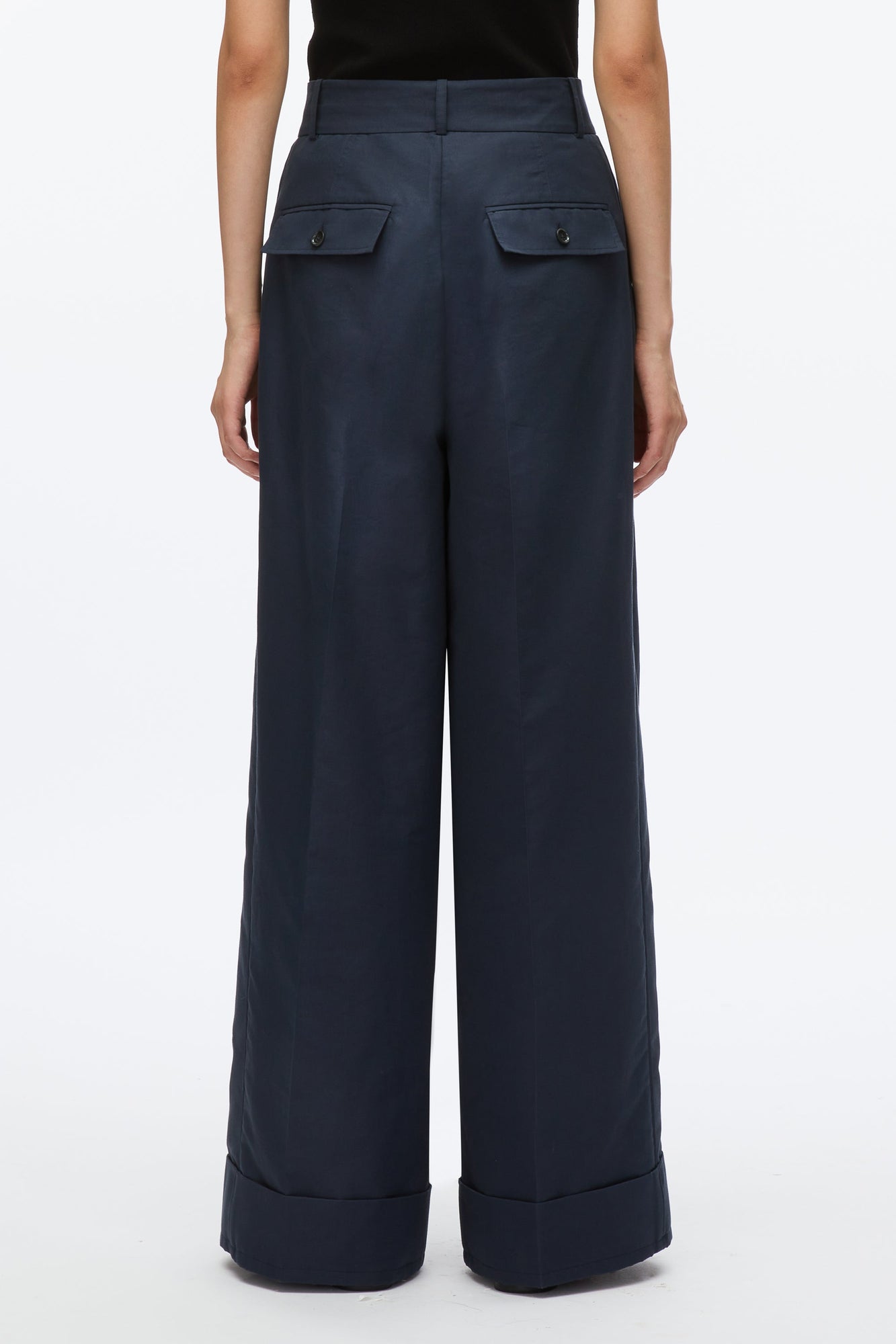 Petite Pleated Wide Leg Trouser | Midnight
