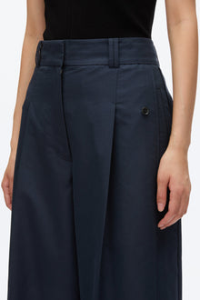 Petite Pleated Wide Leg Trouser | Midnight
