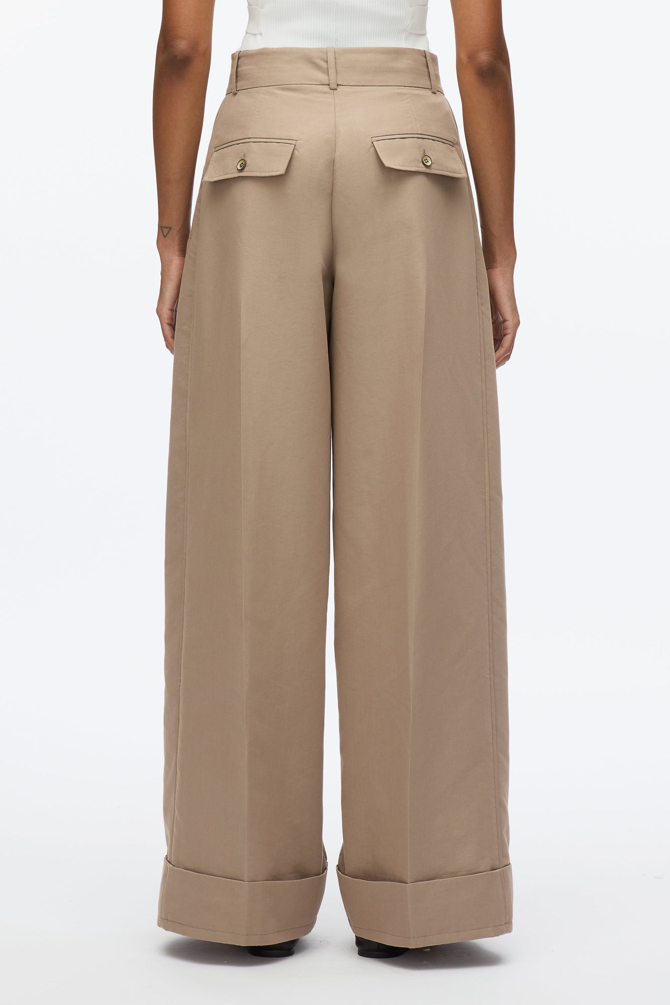 Petite Pleated Wide Leg Trouser | Stone Grey