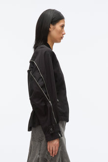 Zip Cocoon Back Bomber Jacket | Black