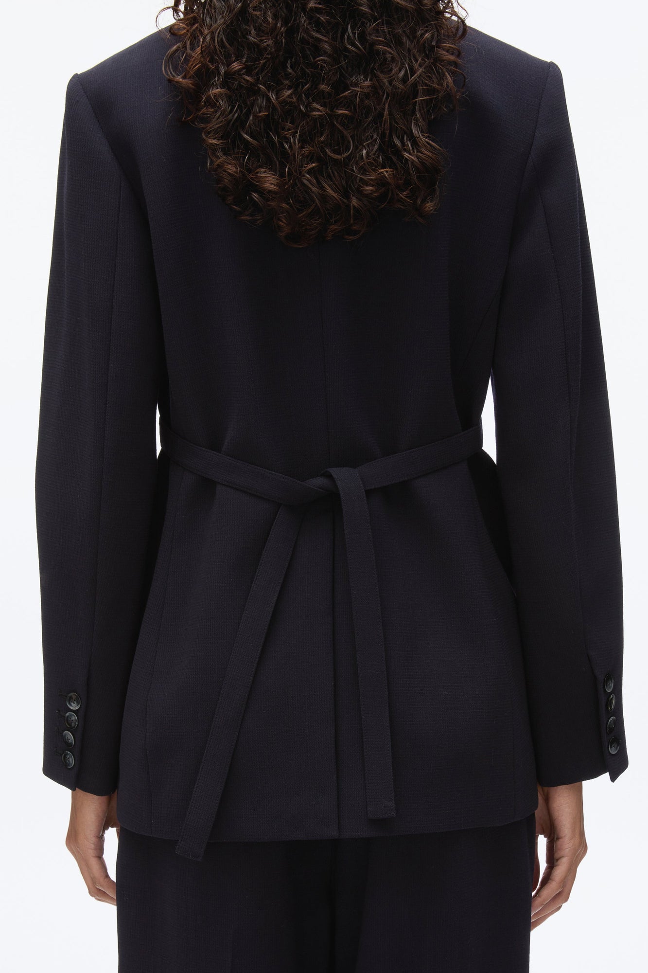 Layered Blazer with Tie Belt | Midnight