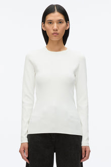 Compact Rib Long Sleeve Tee | Ivory