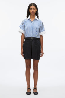 Shirt Combo Dress with Pleated Skirt | Blue Multi/Midnight